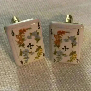 Vintage 1950’s Ceramic Card Cuff Links, Ace of Clubs